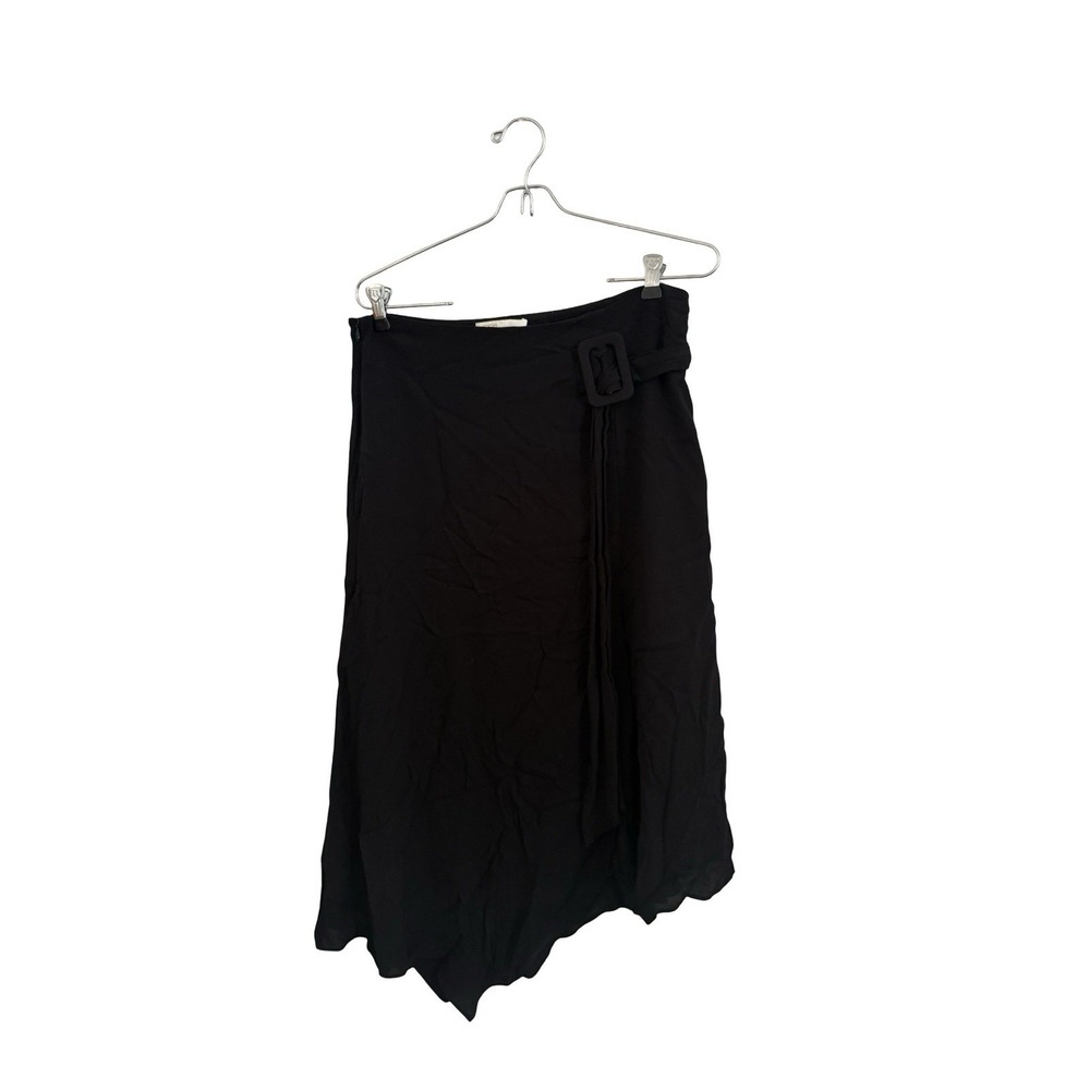Maje Jalilo Buckled Asymmetric Skirt - Sz‎ 42 (us 10Black Midi